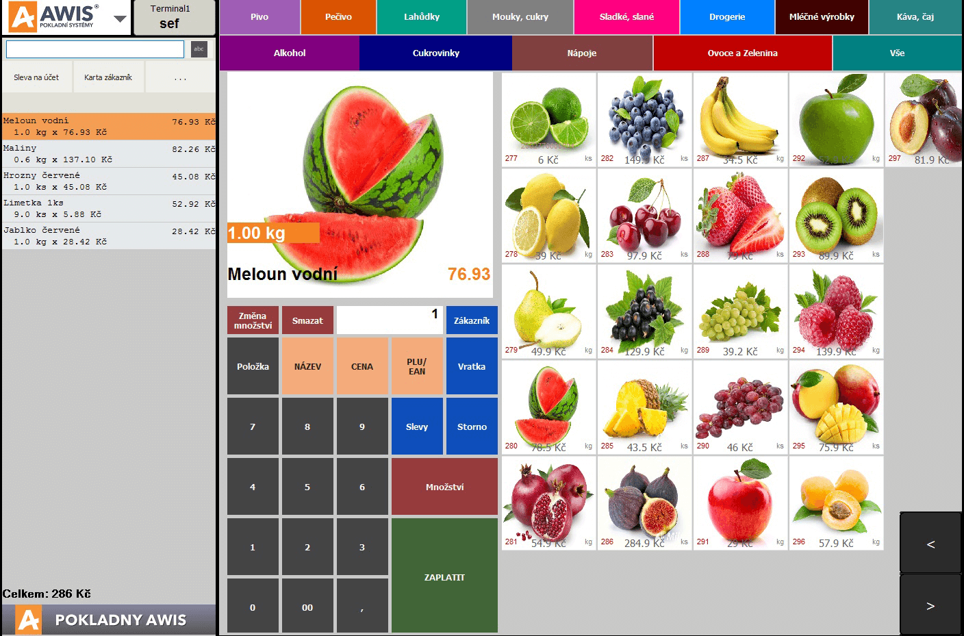 Software pro pokladny AWIS obsahuje v části Kasa šikovné a přehledné uživatelské rozhraní. 