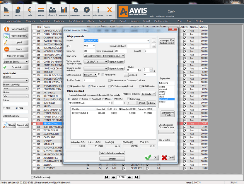 Nejlepší pokladní systém je ten, který vám umožní přizpůsobit všechny položky. AWIS to umí. 