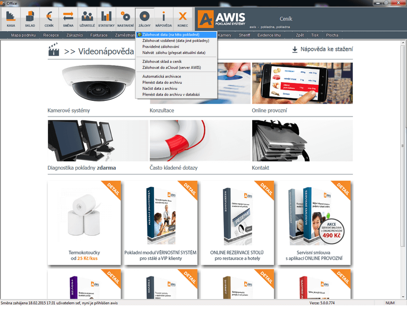 Ztráta dat = ztráta přehledu. Pokladní software umí automaticky zálohovat a archivovat. 