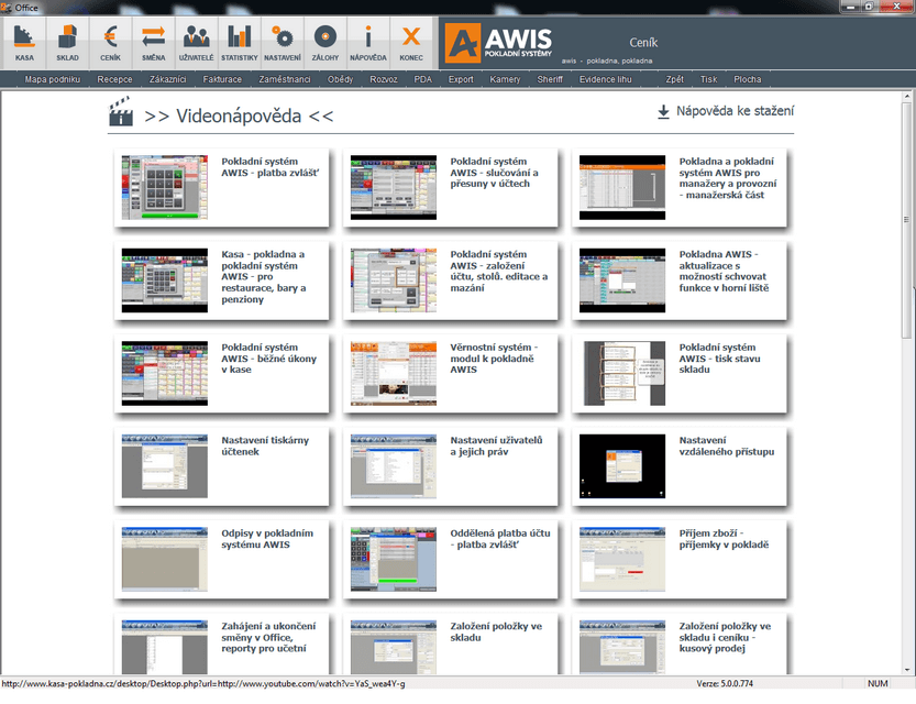 Jestli vám ovládání pokladního systému dělá vrásky na čele, v adminu najdete vysvětlovací video nápovědu. 