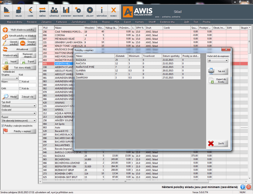 Pokladní systémy AWIS - ukazky