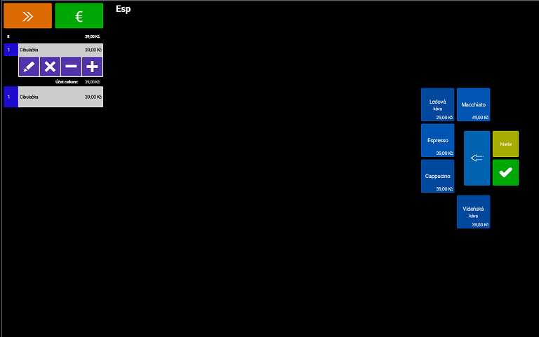 Snímek obrazovky z aplikace POS PEXESO s ukázkou navýšení počtu položek