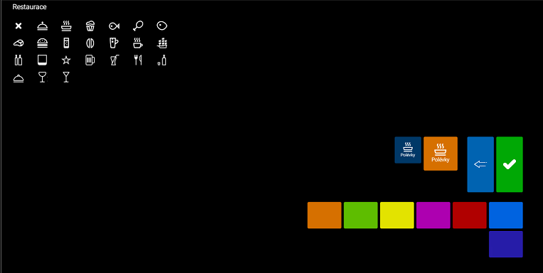 Snímek obrazovky z aplikace POS PEXESO s ukázkou předpřipravených ikon pro přisbůsobení účtu