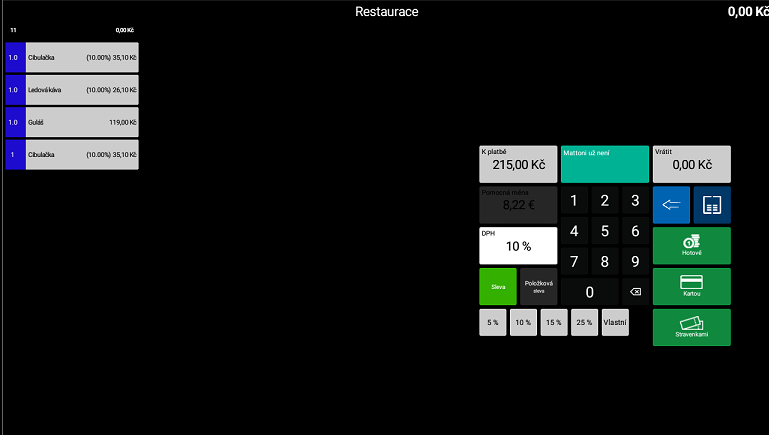 Snímek obrazovky z aplikace POS PEXESO s ukázkou přídaní hromadné slevy