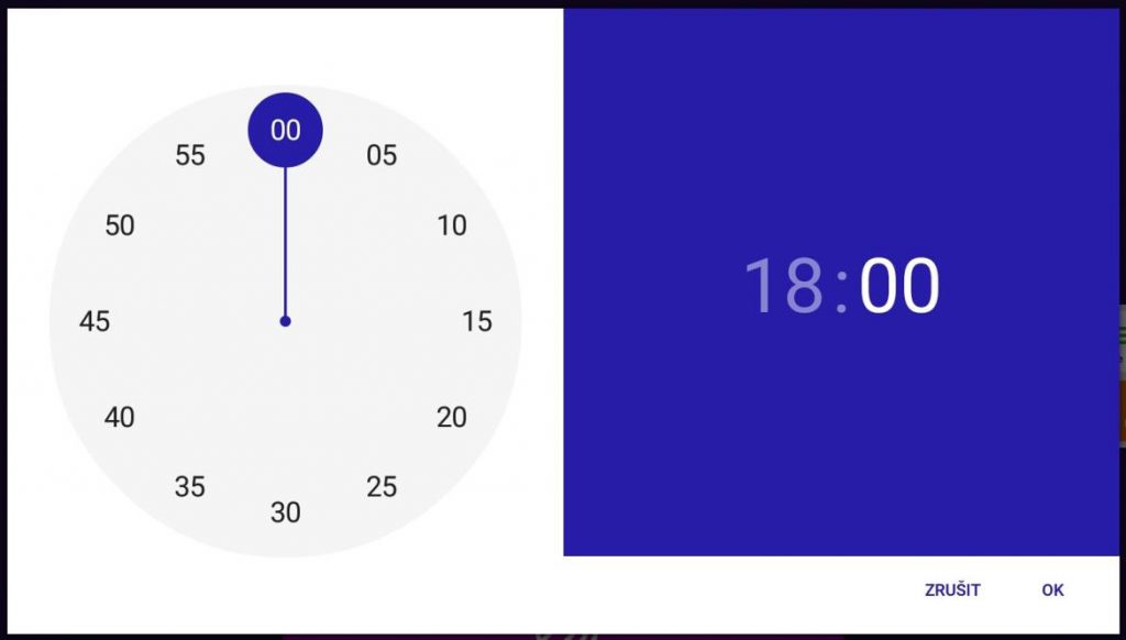 Snímek obrazovky z aplikace POS PEXESO s ukázkou vybrání času rezervace
