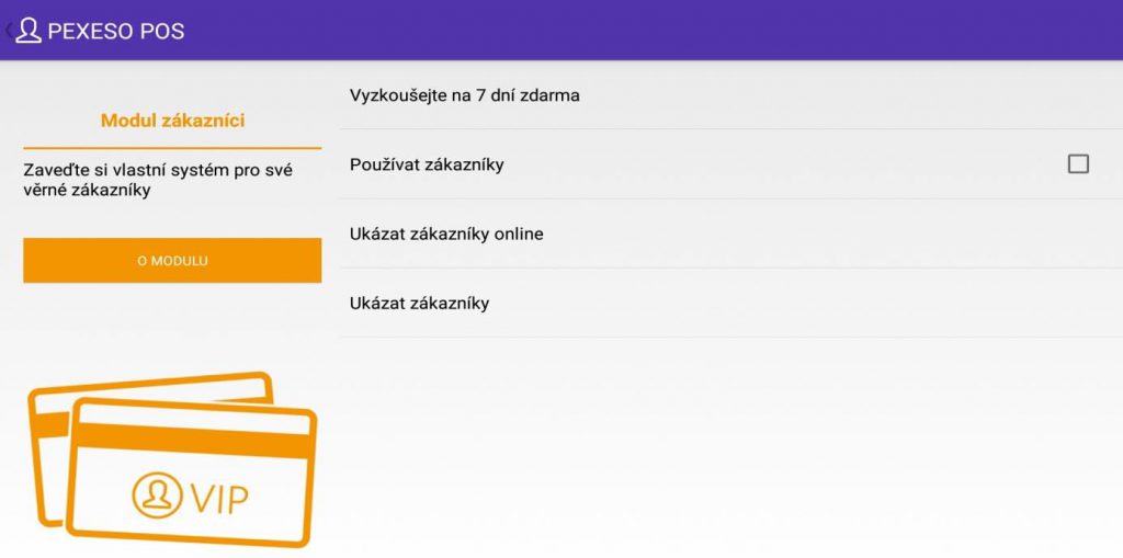 Snímek obrazovky z aplikace PEXESO s ukázkou věrnostího programu