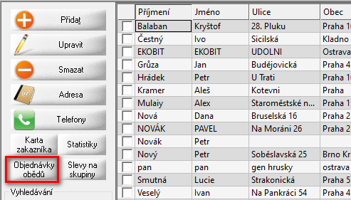 Přiražení obědů zákazníkům v pokladním systému AWIS