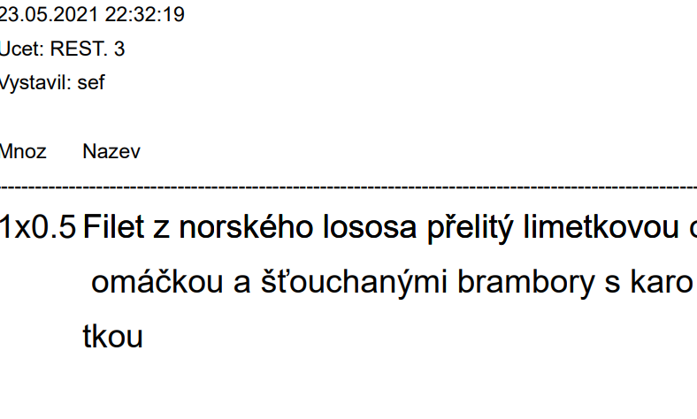 Objednávka v pokladním systému AWIS