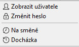 Menu uživatelé v pokladním systému AWIS