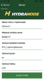 Nastavení Store v Hydranode