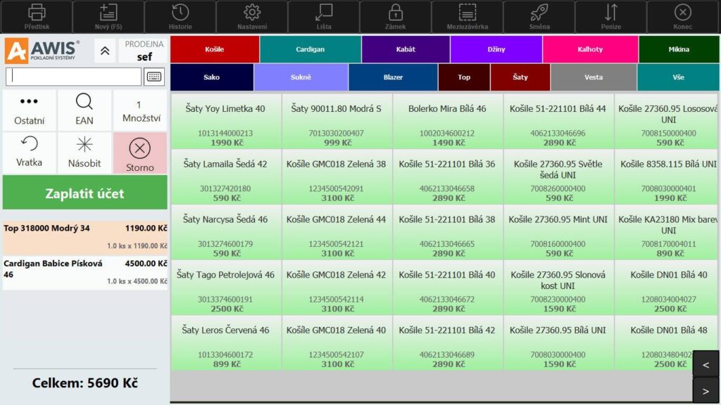 AWIS Obchod - screen