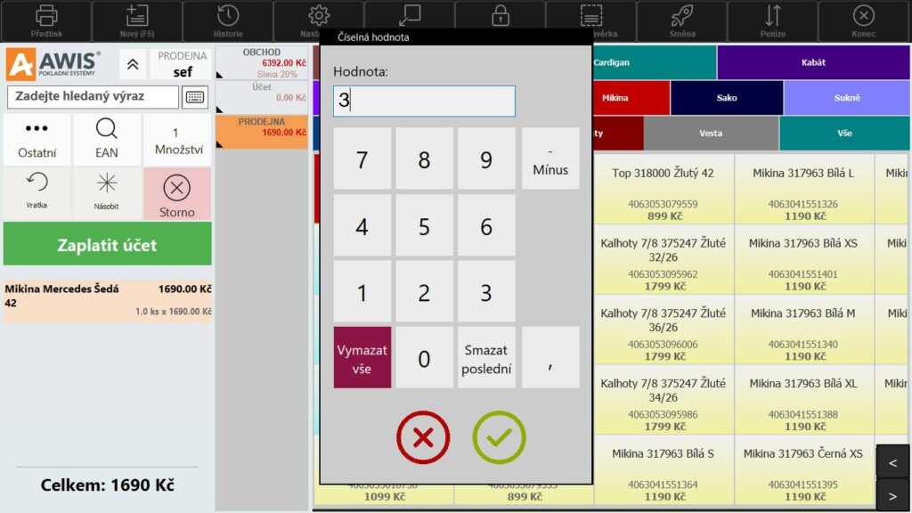 AWIS Obchod - screen