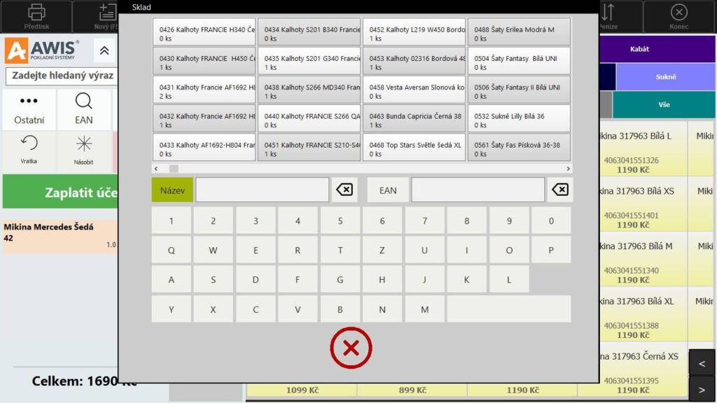AWIS Obchod - screen